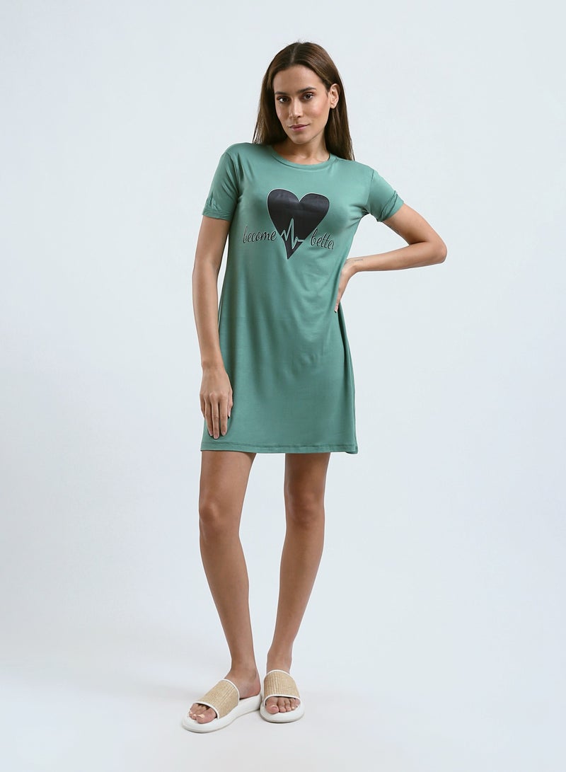 Mesery Sleepshirt Cotton Short Sleeves Printed  - Image 1