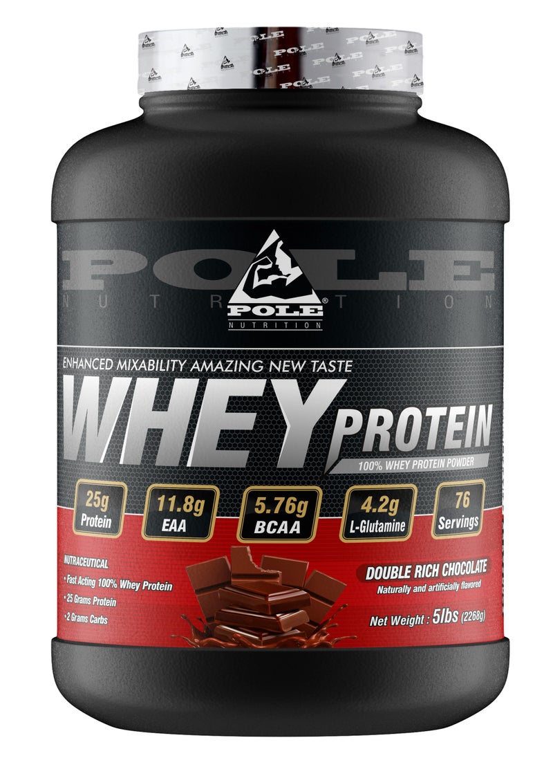 POLE NUTRITION 100% Whey Protein, 25 Grams Of Protein For Muscle Support And Recovery- Double Rich Chocolate, 5lbs (76 Servings)  - Image 1