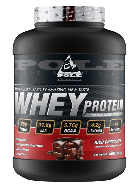 100% Whey Protein, 25 Grams Of Protein For Muscle Support And Recovery- Rich Chocolate, 5lbs (76 Servings)