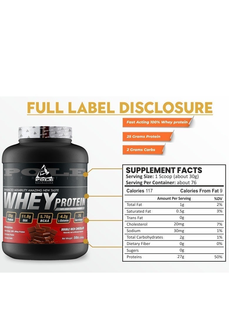 POLE NUTRITION 100% Whey Protein, 25 Grams Of Protein For Muscle Support And Recovery- Double Rich Chocolate, 5lbs (76 Servings) - Image 4