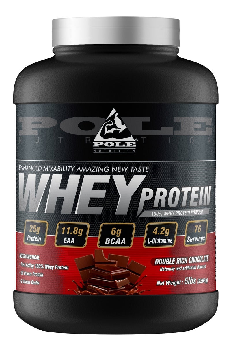 POLE NUTRITION 100% Whey Protein, 25 Grams Of Protein For Muscle Support And Recovery- Double Rich Chocolate, 5lbs (76 Servings) - Image 1