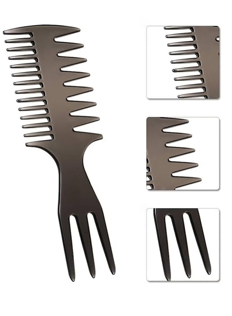 مشط تصفيف الشعر ذو الوجهين واسع النطاق باللون الأسود - Image 1