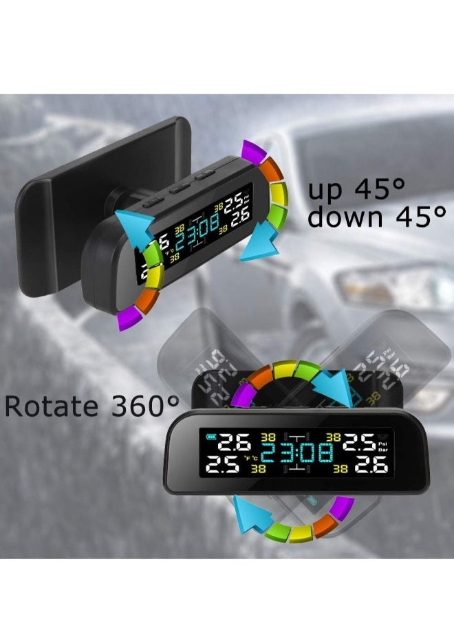 نظام مراقبة ضغط الإطارات نظام مراقبة ضغط الإطارات بالطاقة الشمسية عالمي لاسلكي إنذار سيارة مقاوم للماء حساسات خارجية لشاحنات RV والسيارات - Image 3