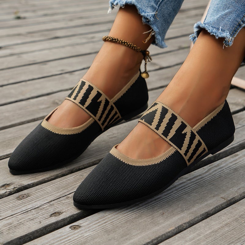 2024 Summer Plus Size Casual Loose Flat-Bottom Flying Weaver Shoes Slip-On Soft-Soled Single-Layer Shoes - Image 4