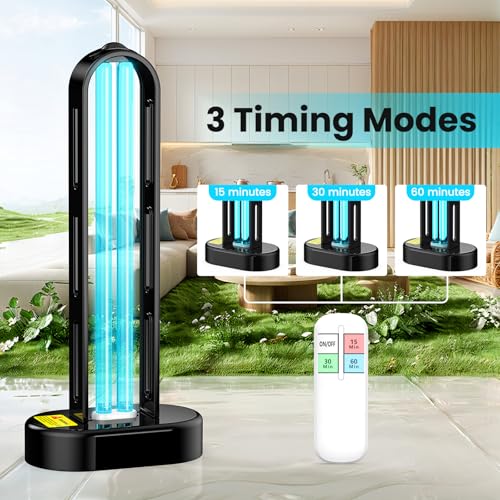 ZETAWALE 2 Pack UV Light Sanitizer, Ultraviolet Lamp with Remote Control for Bed Bugs and Dust Mites, Home Disinfection Device UV Lamp for Home, Room & Kitchen, Ultraviolet Light with 3 Speed Timings - Image 3