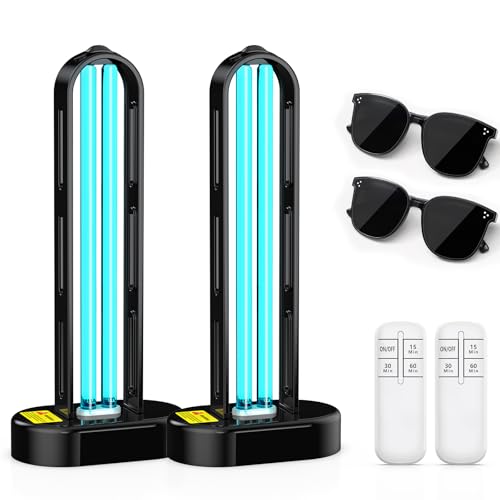 ZETAWALE 2 Pack UV Light Sanitizer, Ultraviolet Lamp with Remote Control for Bed Bugs and Dust Mites, Home Disinfection Device UV Lamp for Home, Room & Kitchen, Ultraviolet Light with 3 Speed Timings - Image 1