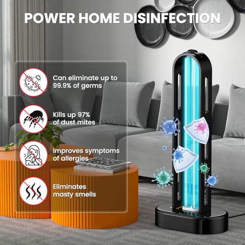 ZETAWALE 2 Pack UV Light Sanitizer, Ultraviolet Lamp with Remote Control for Bed Bugs and Dust Mites, Home Disinfection Device UV Lamp for Home, Room & Kitchen, Ultraviolet Light with 3 Speed Timings - Image 4