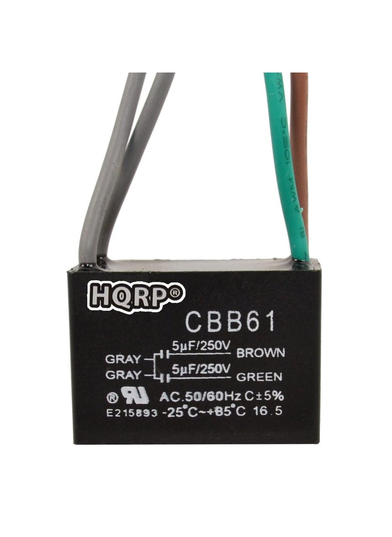 HQRP HQRP Ceiling Fan Capacitor CBB61 5uf5uf 4Wire 