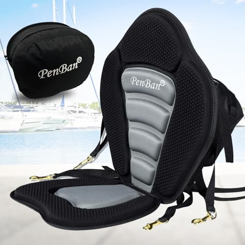 PenBan Universal Deluxe Kayak Seat Cushion with Storage Bag for Kayak,Padded Boat,SUP,Canoe,Fishing Boat,Seats with 4 Adjustable Straps(1 Pack Black/Gray) - Image 1