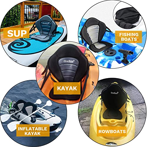 PenBan Universal Deluxe Kayak Seat Cushion with Storage Bag for Kayak,Padded Boat,SUP,Canoe,Fishing Boat,Seats with 4 Adjustable Straps(1 Pack Black/Gray) - Image 5