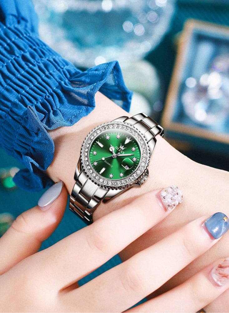 أوليفز ساعات نسائية كوارتز ستانلس ستيل مقاومة للماء أنالوج 34 مم فضية 9945 - Image 4