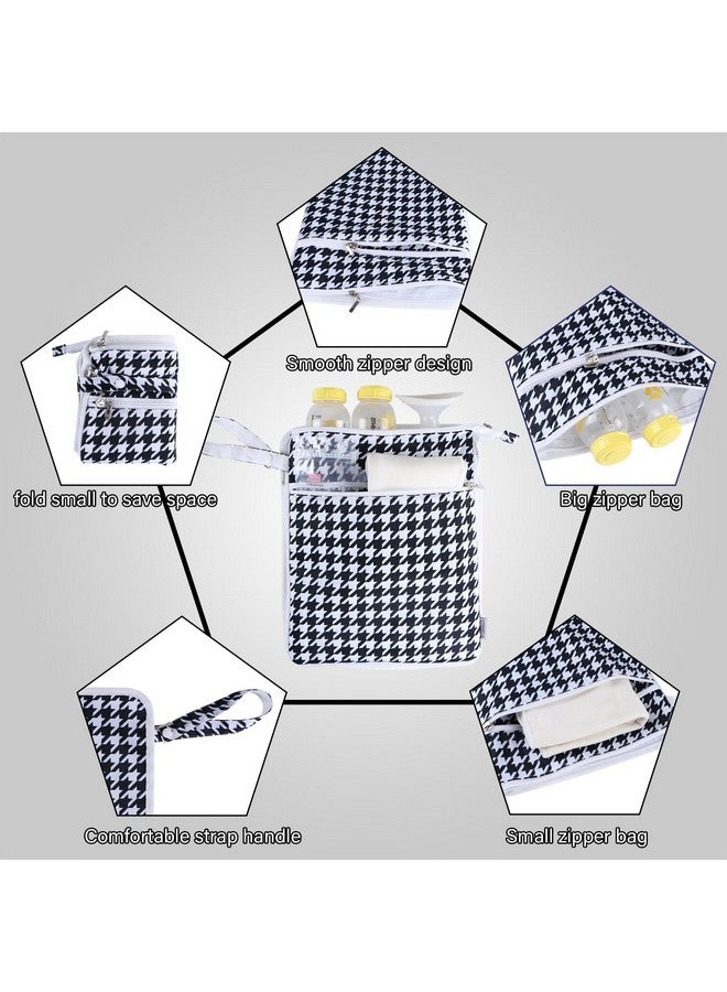 Hi Sprout Breast Pump Bag Wet/Dry Bag with Preparation Place Mat, Waterproof Pump Parts Storage Bag for Moms Pumping at Work or Outdoors(Houndstooth) - Image 3