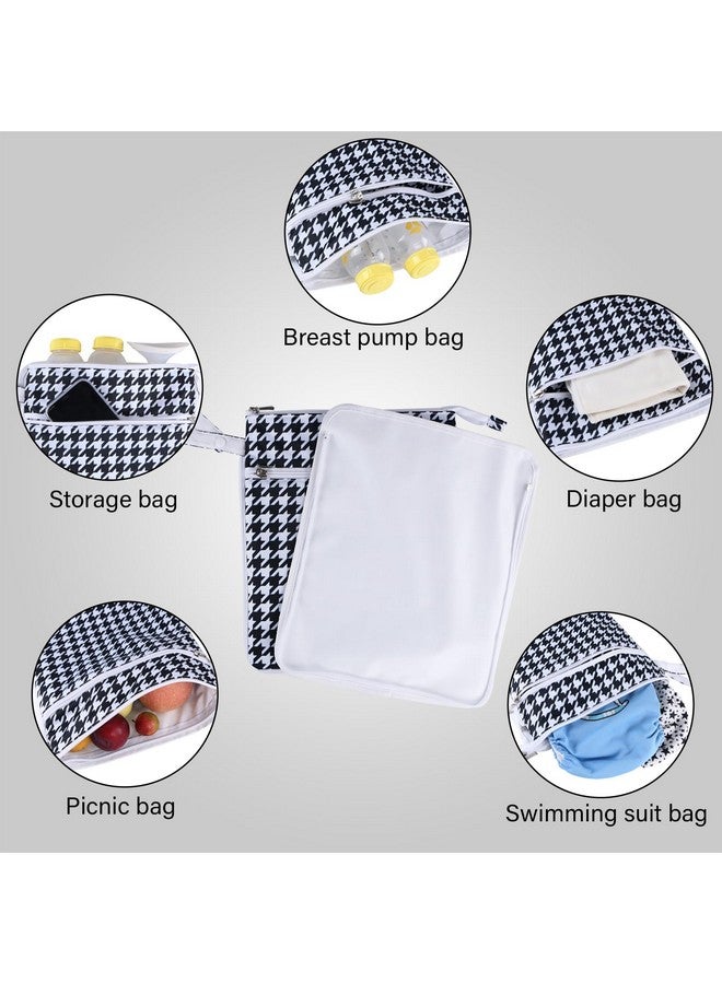 Hi Sprout Breast Pump Bag Wet/Dry Bag with Preparation Place Mat, Waterproof Pump Parts Storage Bag for Moms Pumping at Work or Outdoors(Houndstooth) - Image 4