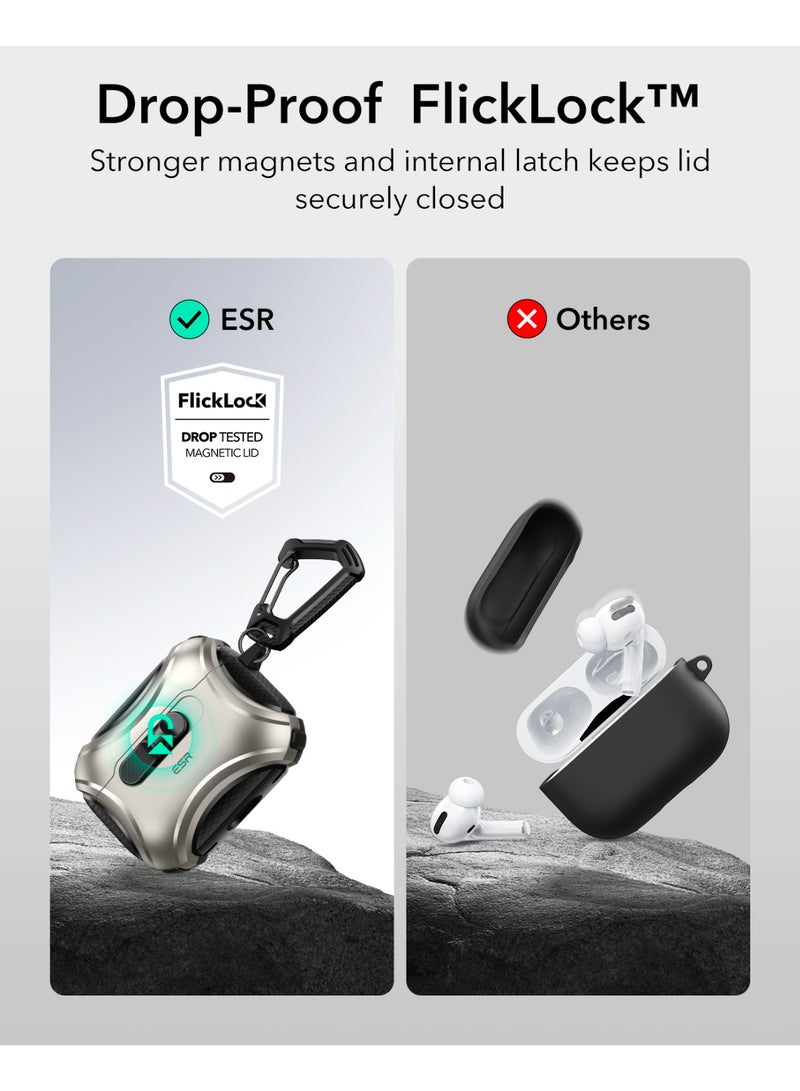 اي اس ار ESR for AirPods Pro 3 Case (2025), Compatible with Airpods Pro 3rd Generation Case (USB-C Cable), Effortless MagSafe, Drop-Proof Lock, Easy Open, Cyber Series Titanium - Image 4