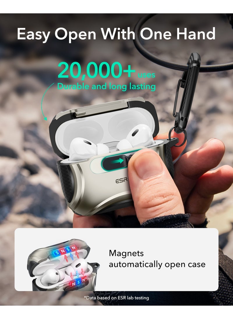 اي اس ار ESR for AirPods Pro 3 Case (2025), Compatible with Airpods Pro 3rd Generation Case (USB-C Cable), Effortless MagSafe, Drop-Proof Lock, Easy Open, Cyber Series Titanium - Image 5