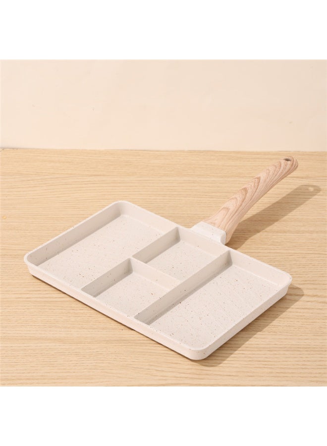 عام **مقلاة بيض بأربعة فتحات غير لاصقة - أواني إفطار مضغوطة للوجبات العائلية، تسخين متساوي، مقلاة للمنزل والسكن الجامعي والتخييم** - Image 1