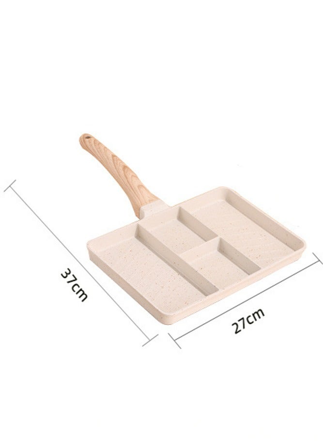 عام **مقلاة بيض بأربعة فتحات غير لاصقة - أواني إفطار مضغوطة للوجبات العائلية، تسخين متساوي، مقلاة للمنزل والسكن الجامعي والتخييم** - Image 5