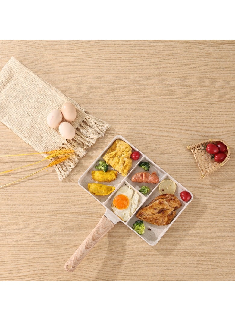 عام **مقلاة بيض بأربعة فتحات غير لاصقة - أواني إفطار مضغوطة للوجبات العائلية، تسخين متساوي، مقلاة للمنزل والسكن الجامعي والتخييم** - Image 4