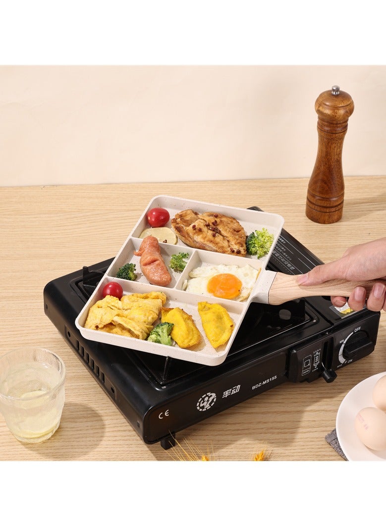 عام **مقلاة بيض بأربعة فتحات غير لاصقة - أواني إفطار مضغوطة للوجبات العائلية، تسخين متساوي، مقلاة للمنزل والسكن الجامعي والتخييم** - Image 3