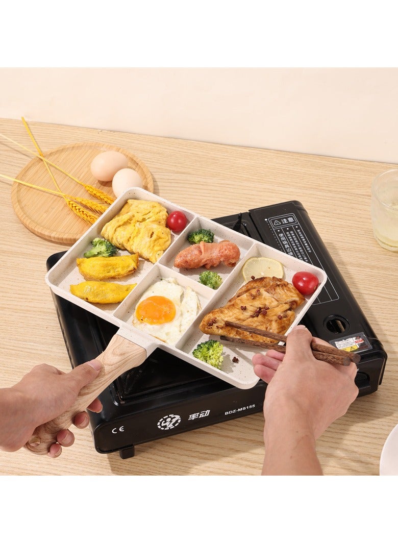 عام **مقلاة بيض بأربعة فتحات غير لاصقة - أواني إفطار مضغوطة للوجبات العائلية، تسخين متساوي، مقلاة للمنزل والسكن الجامعي والتخييم** - Image 2