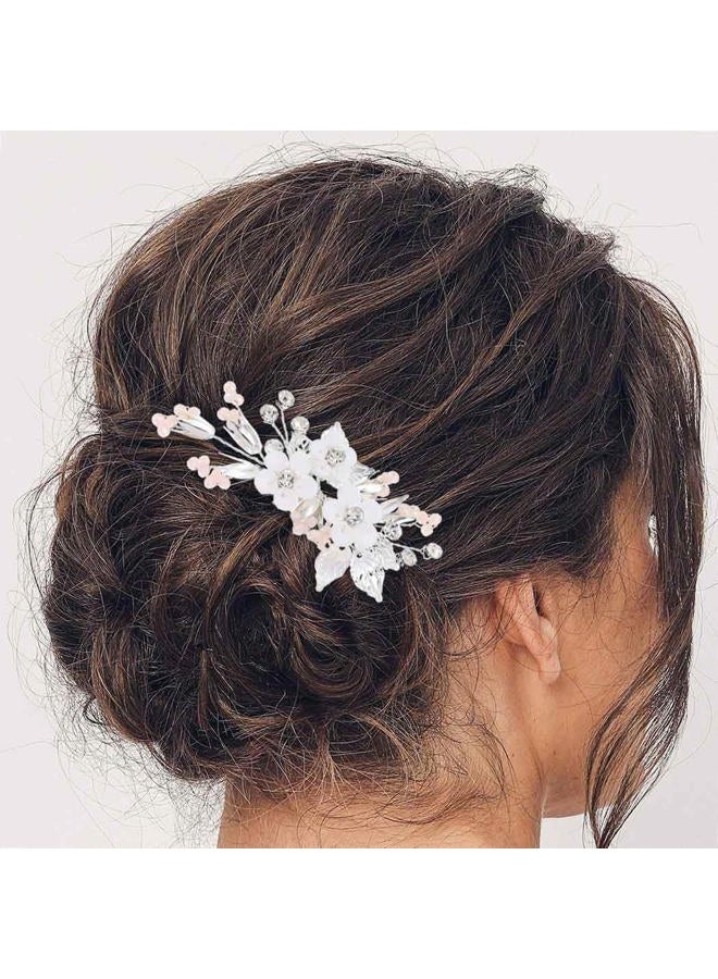 Casdre Flower Bride Wedding Hair Accessories Silver Leaf Bridal Hair Comb Side Comb Crystal Rhinestone Hair Piece for Women and Girls - Image 5