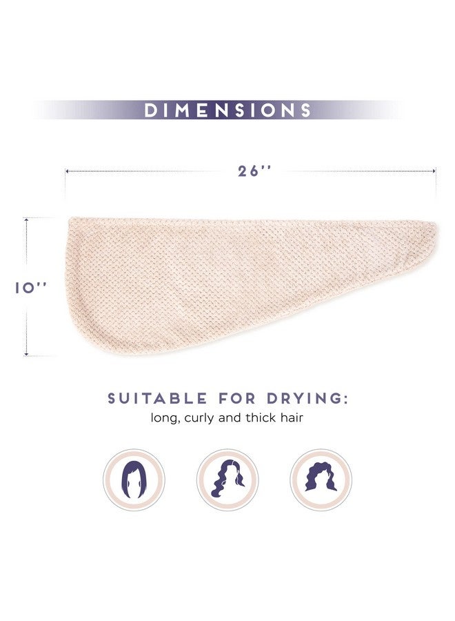 SimpleField SimpleField 2 Pack Microfiber Hair Towel Wrap for Women, Anti Frizz Quick Drying Hair Turban for All Hair Style, Absorbent and Lightweight (Beige) - Image 5