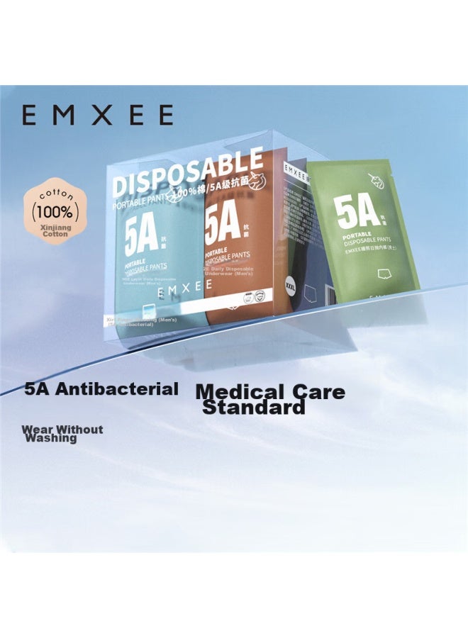 Emxee Men's Disposable Underwear, Boxer Briefs, Travel-friendly, Portable, Pure Cotton, Four-corner Shorts, No-wash, Individually Packaged, 32 Pieces - Image 1