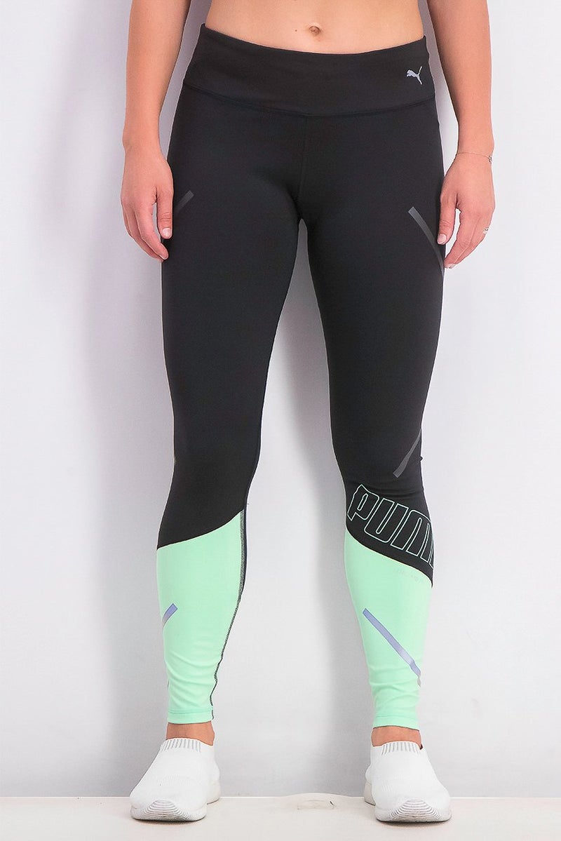 PUMA Women Runner Id Thermo Thight, Black and Green Glimmer - Image 1