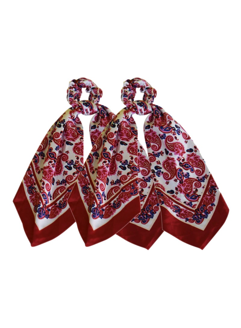 اليسا 2-Pcs Ribbon Bow Scrunchies Hair Bands - Image 1