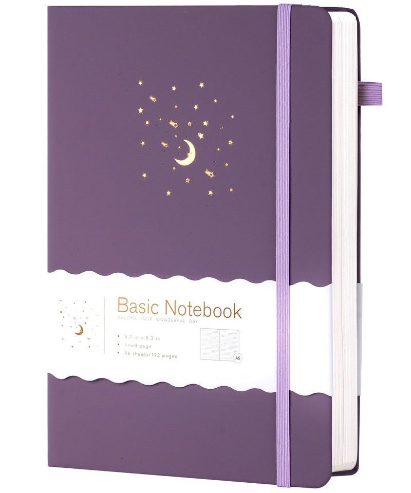 CAGIE Purple Journal Notebook for Women Girls 192 Lined Journaling Notebooks Hardcover Journals for Writing Work - Image 1