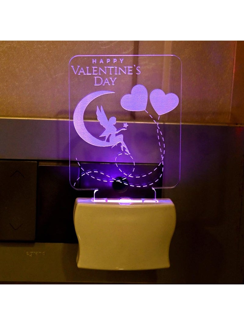 Somil Happy Valentine Day 3D Illusion LED Plug & Play Wall Lamp, Self Color Changing, Dia: 5 X 10 X 5 Cm - Image 2