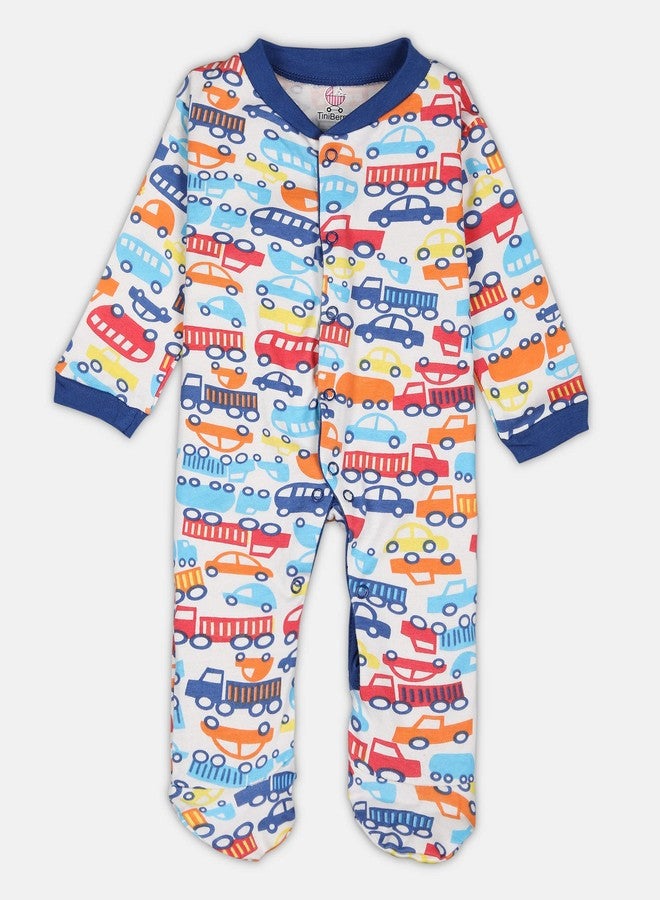 TiniBerry 100% Cotton Rompers Sleepsuits Jumpsuit Baby Boy's and Baby Girl’s Bodysuits Cotton Full Sleeve Rompers Gift Set Full Sleeves Onesies for Infant Pack of 3 (0-3 Months, Dark Blue) - Image 4
