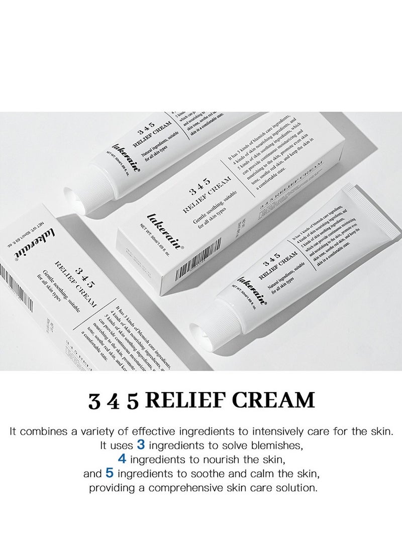 ليكرين - 345 Relief Cream ، كريم الإصلاح المكثف 345 ، كريم حاجز مرطب مهدئ للوجه ، كريم للوجه للعناية بالبشرة للبشرة الجافة والحساسة - ترطيب دائم وإصلاح الحاجز 50 مل - Image 1