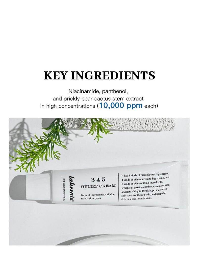 ليكرين - 345 Relief Cream ، كريم الإصلاح المكثف 345 ، كريم حاجز مرطب مهدئ للوجه ، كريم للوجه للعناية بالبشرة للبشرة الجافة والحساسة - ترطيب دائم وإصلاح الحاجز 50 مل - Image 1