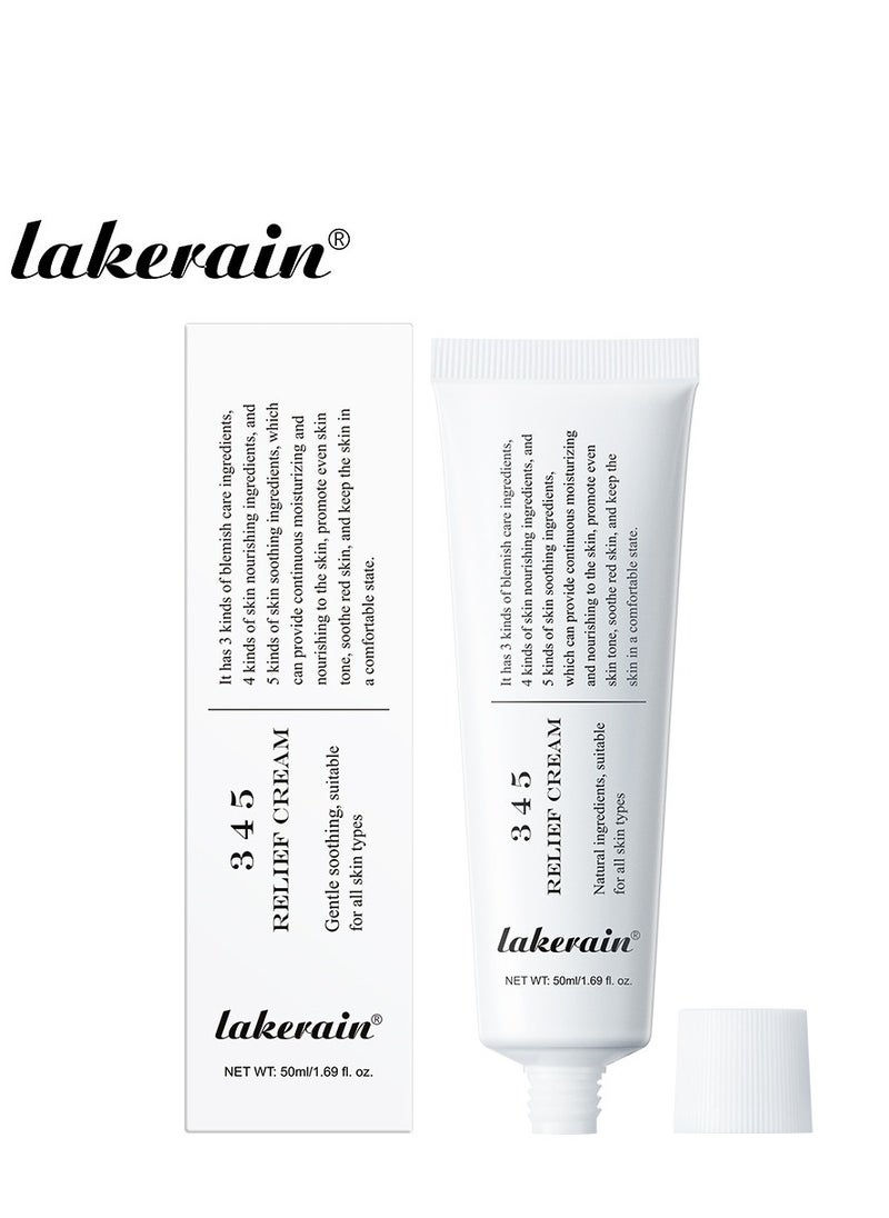 ليكرين - 345 Relief Cream ، كريم الإصلاح المكثف 345 ، كريم حاجز مرطب مهدئ للوجه ، كريم للوجه للعناية بالبشرة للبشرة الجافة والحساسة - ترطيب دائم وإصلاح الحاجز 50 مل - Image 1