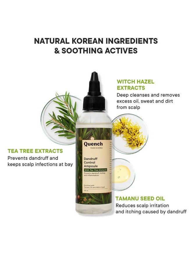 Quench Dandruff Control Hair Serum With Tea Tree Extracts | Treats Dandruff, Flakes & Greasy Scalp | Strengthens & Deeply Conditions | Made In Korea (100Ml) - Image 3