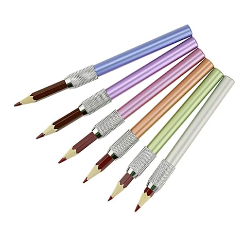 ARROLLIANT Pencil Lengthener Extender Holder FineGood One Head Metal Handle Pen Holder Lengthener, School Office Supplies Art Writing Tool, set of 5pcs - Image 1