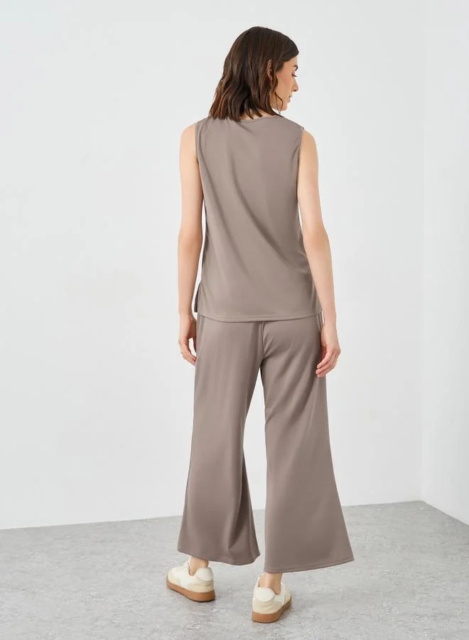 Take Two Take Two Women Brown Sleeveless Top and Pants Co-Ords
