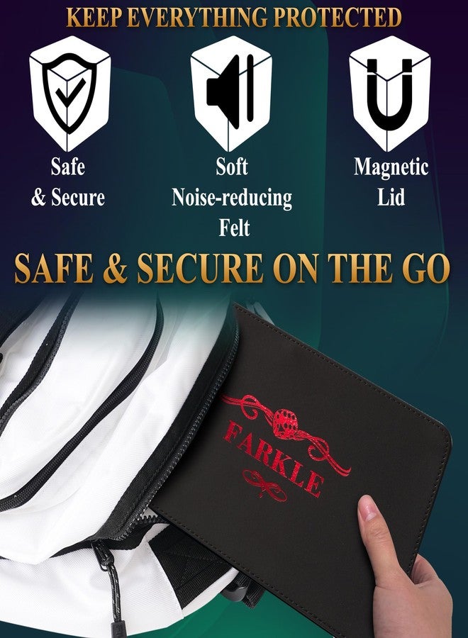 Soar Forge Deluxe Farkle Dice Tray and Storage - Elegant Faux Leather Travel Case with Score Sheets, 2 Sets of Dice, Guide & Velvet Lined Rolling Arena for Many Classic Games (Crimson Red) - Image 5