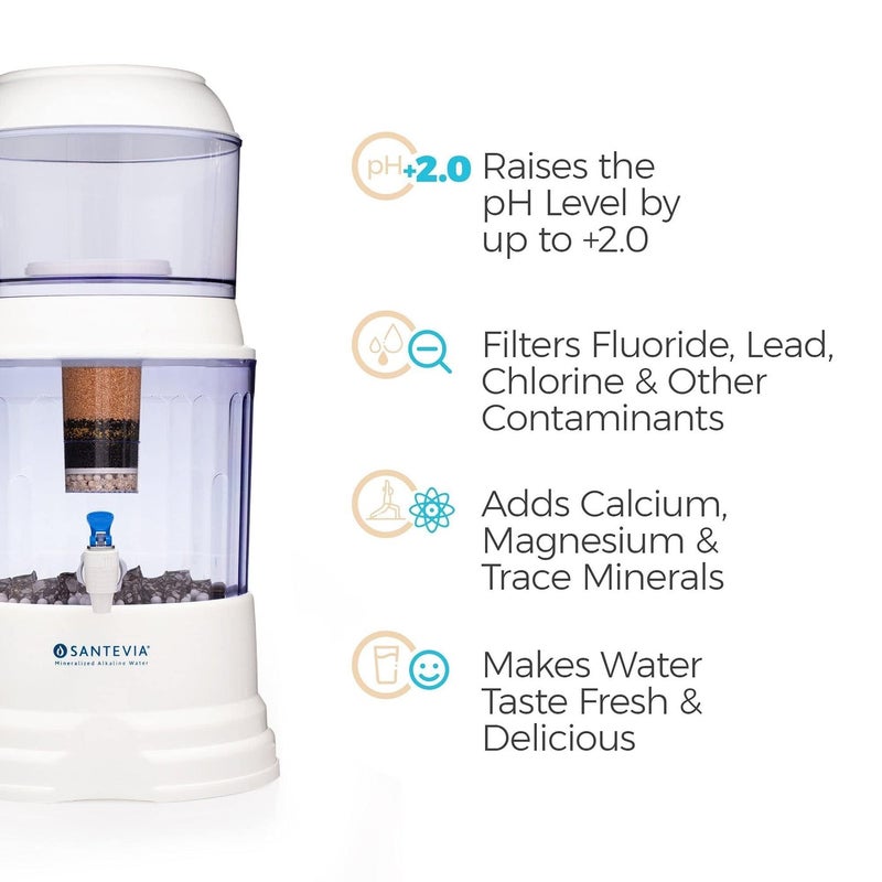 Santevia Gravity Water System Filter | at Home Water Filter That Makes Water Alkaline and Adds Minerals | Chlorine and Fluoride Filter (Countertop Model) - Image 4