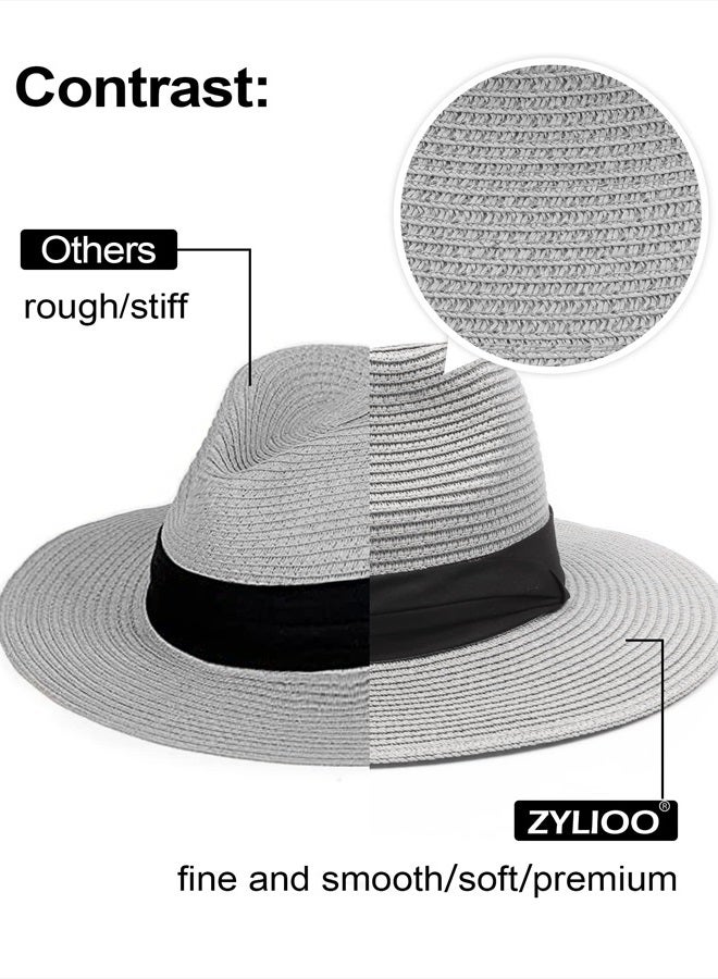Zylioo Large Head Women's Beach Hats,Men's Straw Panama Hat,Foldable Summer UV Hat,Packable Travel Sun Hats  - Image 3