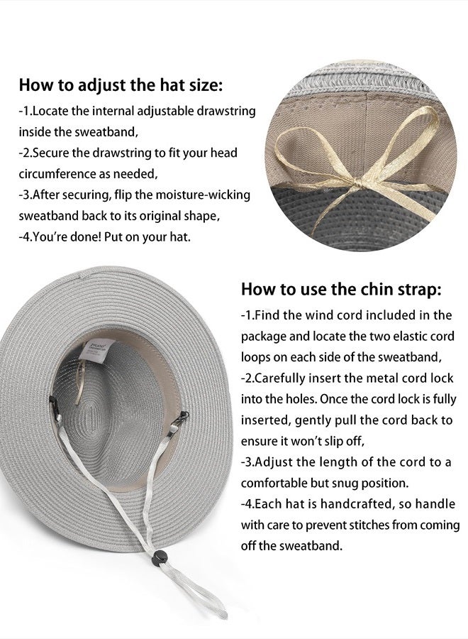 Zylioo Large Head Women's Beach Hats,Men's Straw Panama Hat,Foldable Summer UV Hat,Packable Travel Sun Hats  - Image 2