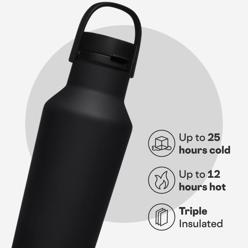 Corkcicle Sport Canteen - Keeps Drinks Cold 25 Hours - Stainless Steel Water Bottle - Triple-Insulated - Spill-Proof - Summer Drinkware Gift - Keeps Drinks Ice Cold - 20 oz - Matte Black - Image 3