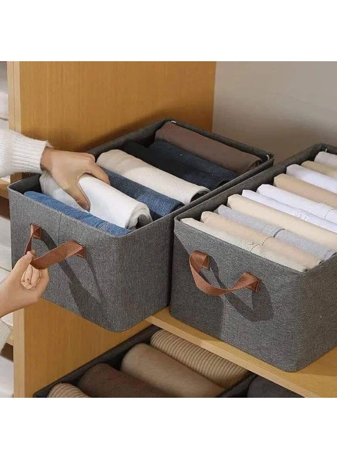 Fabric storage box, foldable clothes organizer basket for wardrobe - 2 pieces