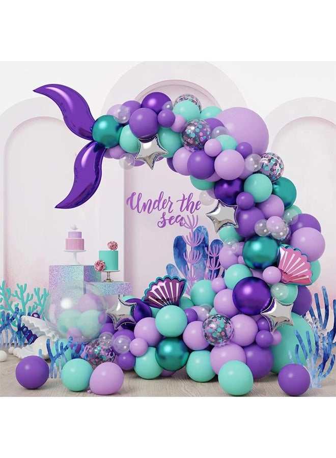 Zeemey 136-pcs Mermaid Tail Themed Latex Decorative Balloon Arch Garland Set - Perfect for Graduation Baby Shower Wedding Birthday Bachelorette Party Backdrop Decoration - Suitable for Indoor and Outdoor - Image 1