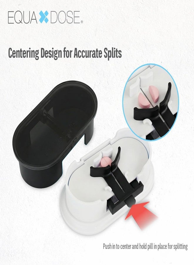EQUADOSE Precision Pill Splitter with Centering Guide, Dual Stainless-Steel Blades for Small & Large Tablets, Accurate Halves & Quarters for Medication, Vitamins and Pet Pills, Black - Image 2