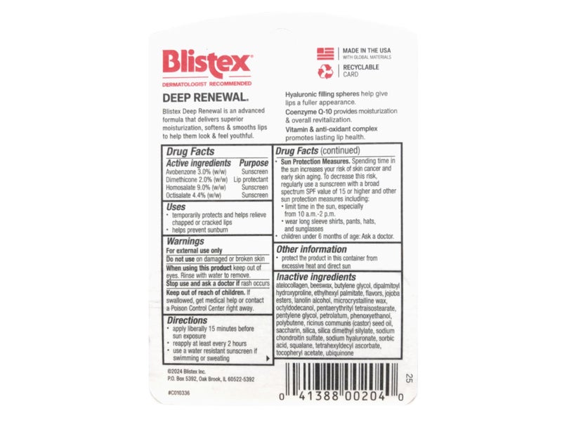 Blistex Deep Renewal, Anti-Aging Formula, 0.13 Ounce, (Pack of 12) Moisturizes, Protects & Revitalizes, Broad Spectrum SPF 15, For Younger Looking Lips, Softens & Smooths Lips (Packaging May Vary) - Image 3