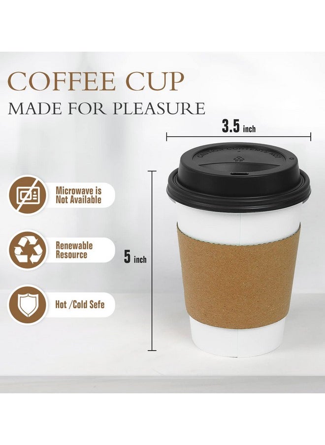 Ginkgo Ginkgo [100 Pack 12 oz Disposable Thickened Paper Coffee Cups with Lids and Sleeves, To Go Hot Coffee Cups for Home, Office, Wedding and Cafes  - Image 5