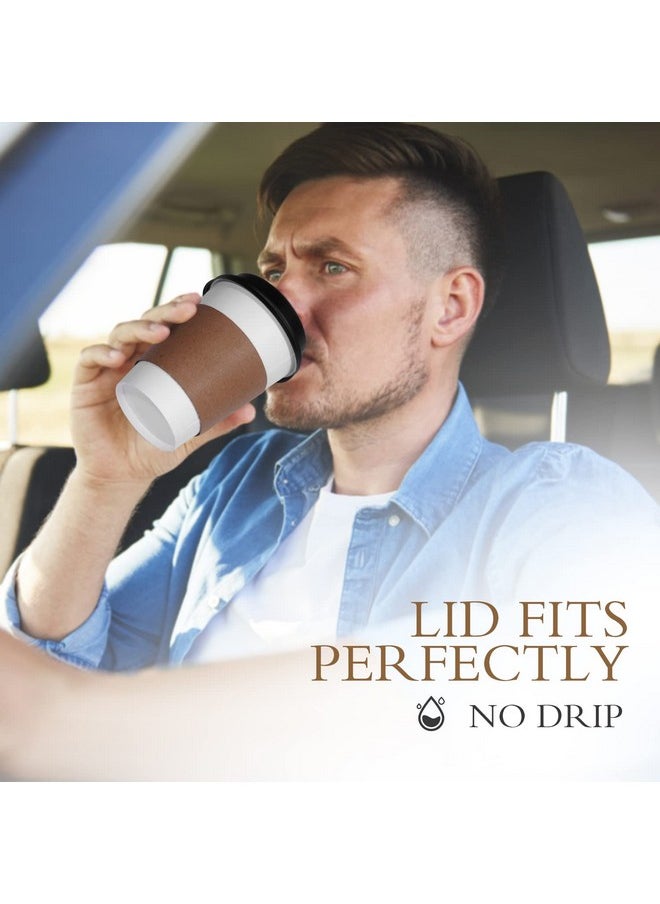 Ginkgo Ginkgo [100 Pack 12 oz Disposable Thickened Paper Coffee Cups with Lids and Sleeves, To Go Hot Coffee Cups for Home, Office, Wedding and Cafes  - Image 3