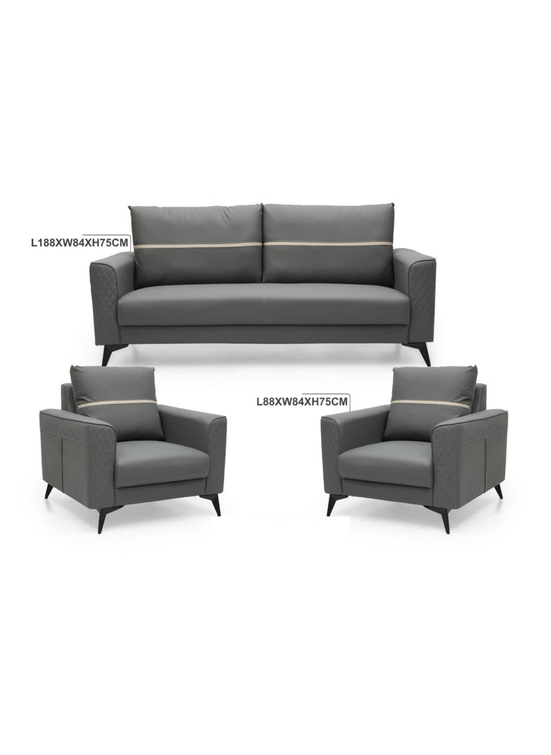 KARNAK - Karnak Luxury Sofa Set Modern Design Sectional Couch For Living Room Home Office, Hotel, Apartment 5 Seater Sofa Set GREY - Image 1